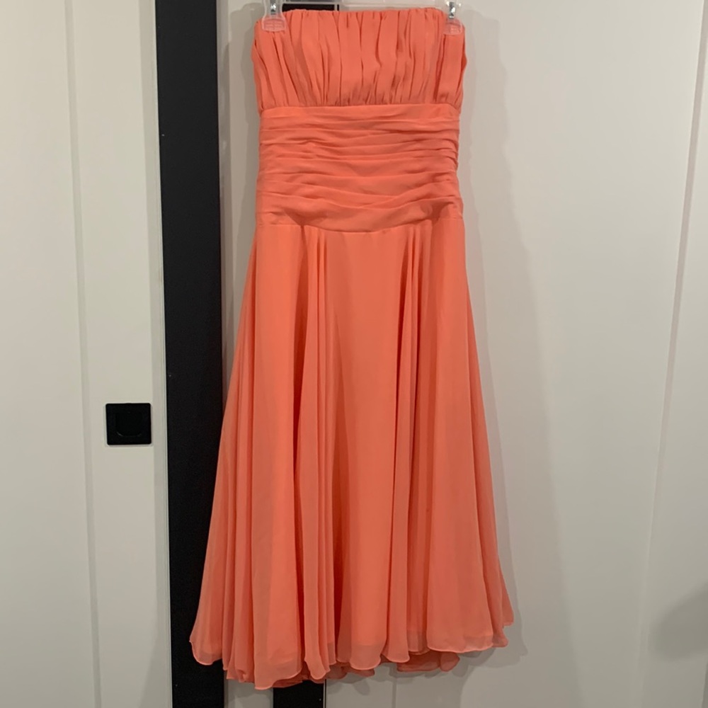 Coral strapless dress